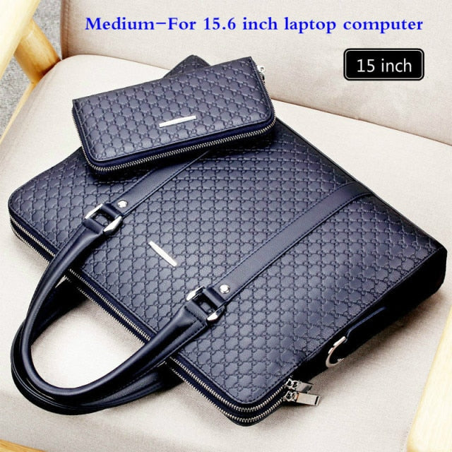 New Double Layers Men's Leather Business Briefcase Casual Man Shoulder Bag Messenger Bag Male Laptops Handbags Men Travel Bags