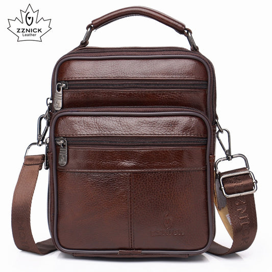 men genuine leather shoulder bag handbag Zipper Men Bags leather 2019 Fashion handbag 100% Genuine Leather ZZNICK