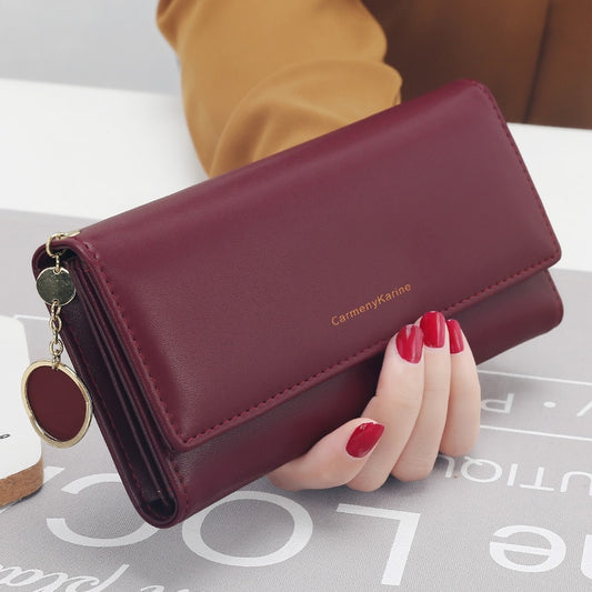 aliwood New Fashion Women Wallets Brand Letter Long Tri-fold Wallet Purse Fresh Leather Female Clutch Card Holder Cartera Mujer