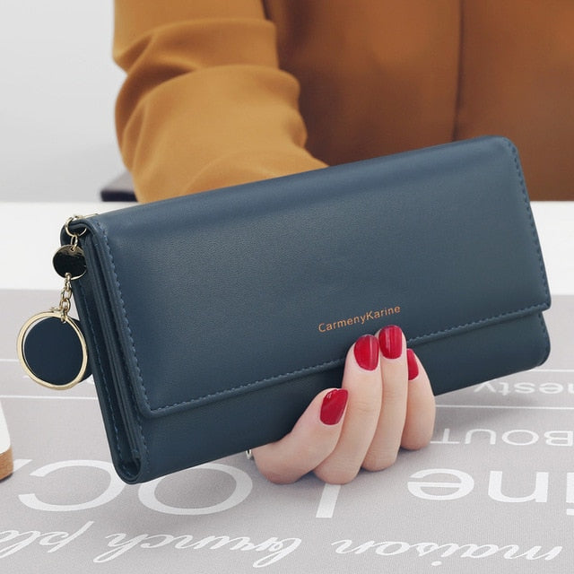 aliwood New Fashion Women Wallets Brand Letter Long Tri-fold Wallet Purse Fresh Leather Female Clutch Card Holder Cartera Mujer