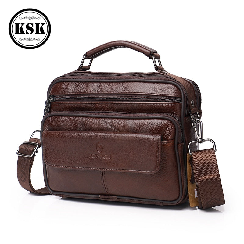 Men's Messenger Bag Shoulder Bag Genuine Leather Bags Male Crossbody Bags Flap Luxury Handbag Shoulder Handbag For Men KSK