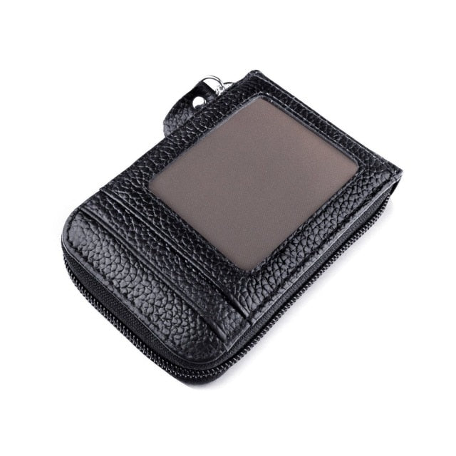 Men's Wallet Genuine Leather Credit Card Holder RFID Blocking Zipper Pocket Men bag