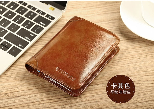 ManBang Classic Style Wallet Genuine Leather Men Wallets Short Male Purse Card Holder Wallet Men Fashion High Quality