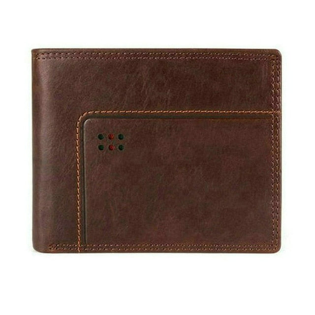 GENODERN Cow Leather Men Wallets with Coin Pocket Vintage Male Purse Function Brown Genuine Leather Men Wallet with Card Holders