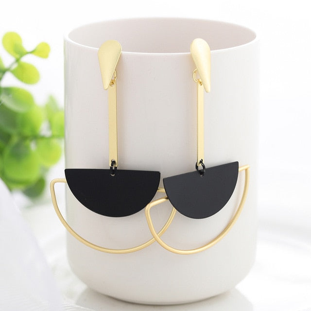 WYBU Summer Style Golden Drop Earrings For Women Geomatric Black Long Hanging Earring Triangle Bts Jewelry Earing bijouterie