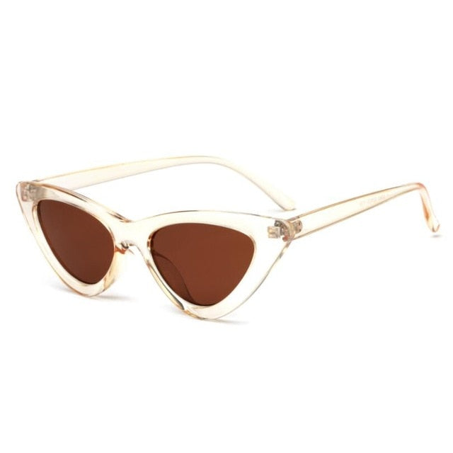 COOYOUNG Cute Sexy Retro Cat Eye Sunglasses Women Small Black White Triangle Vintage Cheap Ladies Sun Glasses Red Female UV400