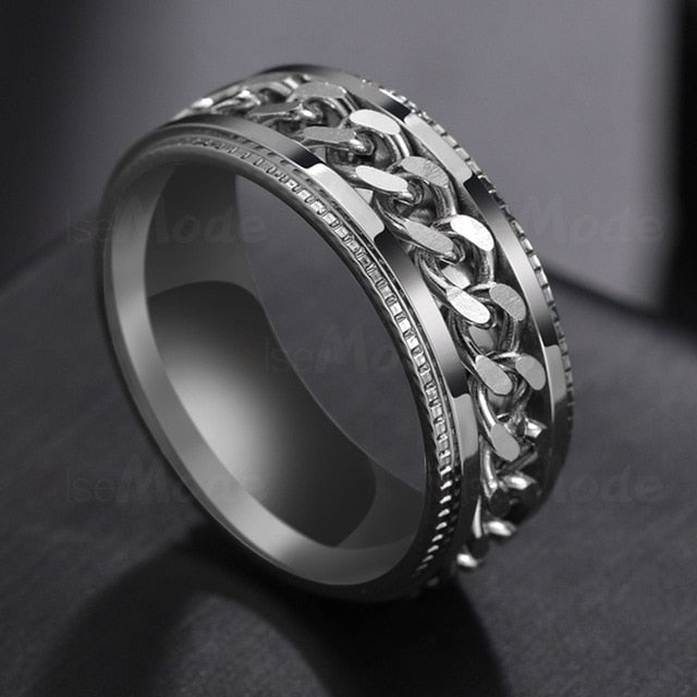 Letdiffery Cool Stainless Steel Rotatable Men Ring High Quality Spinner Chain Punk Women Jewelry for Party Gift