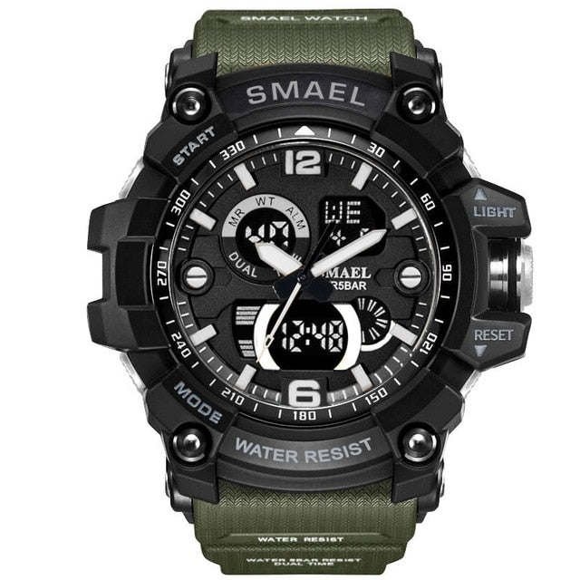 SMAEL Men Military Watch 50m Waterproof Wristwatch LED Quartz Clock Male relogios masculino 1617 Digital Sports Watches Men's