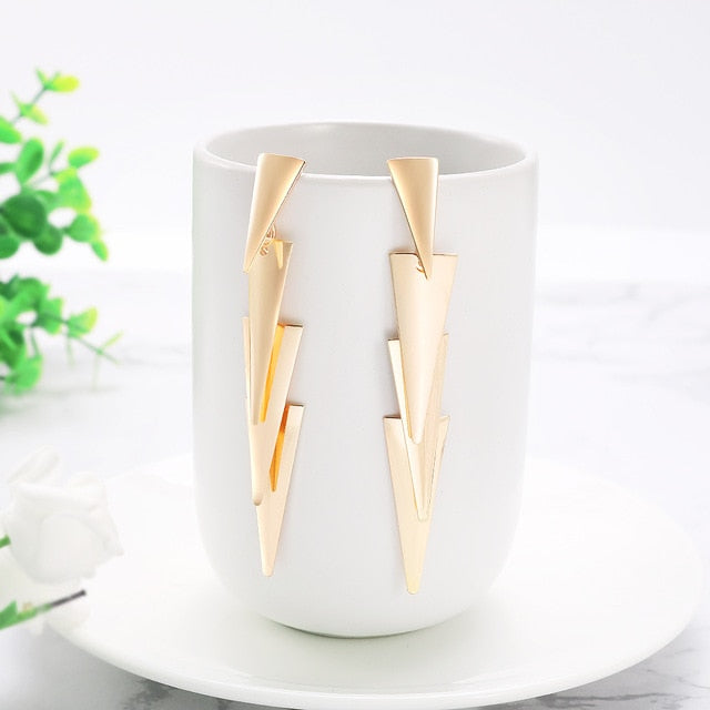 WYBU Summer Style Golden Drop Earrings For Women Geomatric Black Long Hanging Earring Triangle Bts Jewelry Earing bijouterie