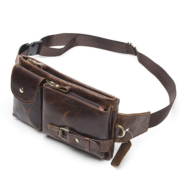 WESTAL Genuine Leather Waist Packs Men Waist Bags Fanny Pack Belt Bag Phone Bags Travel Waist Pack Male Small Waist Bag Leather