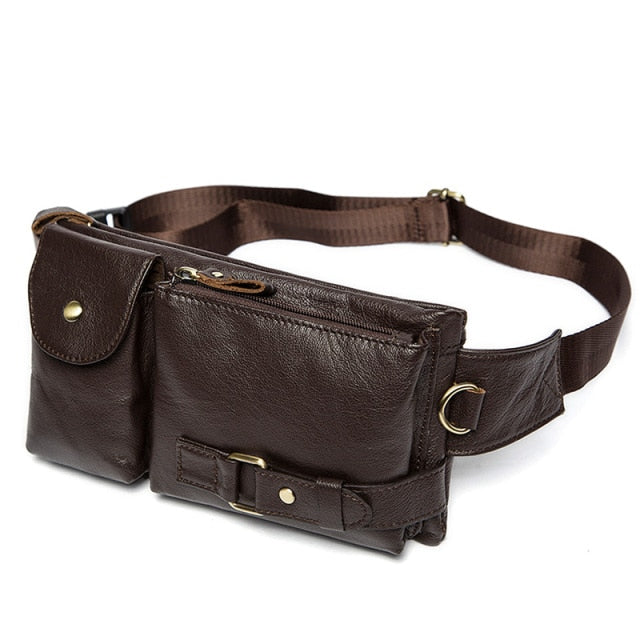 WESTAL Genuine Leather Waist Packs Men Waist Bags Fanny Pack Belt Bag Phone Bags Travel Waist Pack Male Small Waist Bag Leather