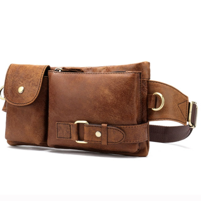 WESTAL Genuine Leather Waist Packs Men Waist Bags Fanny Pack Belt Bag Phone Bags Travel Waist Pack Male Small Waist Bag Leather