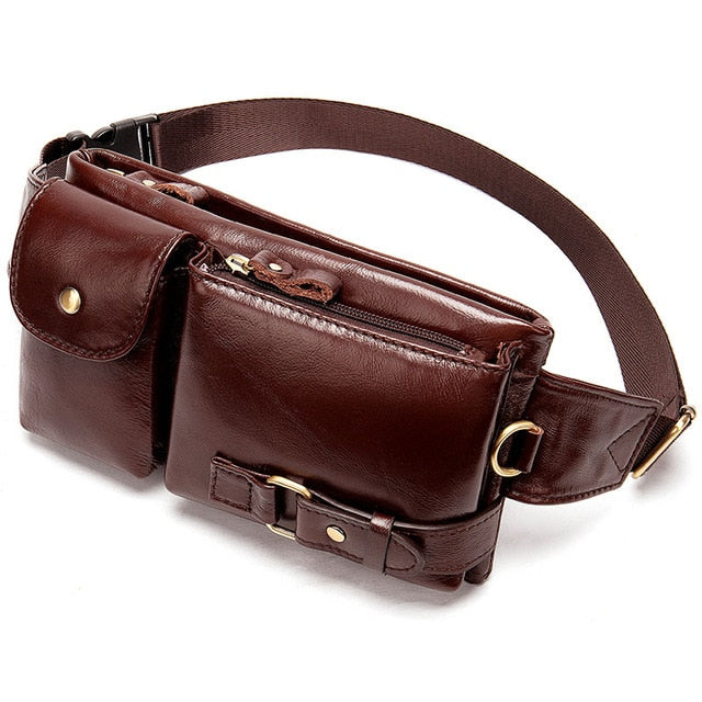 WESTAL Genuine Leather Waist Packs Men Waist Bags Fanny Pack Belt Bag Phone Bags Travel Waist Pack Male Small Waist Bag Leather