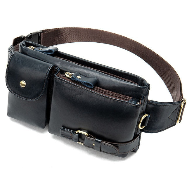 WESTAL Genuine Leather Waist Packs Men Waist Bags Fanny Pack Belt Bag Phone Bags Travel Waist Pack Male Small Waist Bag Leather