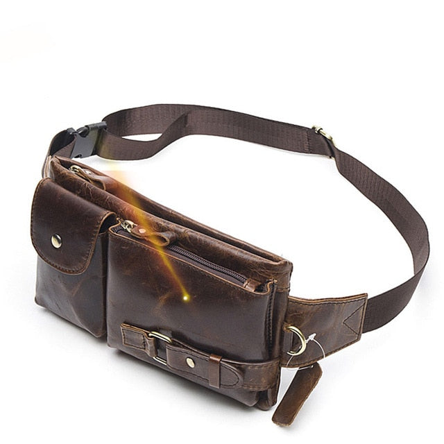 WESTAL Genuine Leather Waist Packs Men Waist Bags Fanny Pack Belt Bag Phone Bags Travel Waist Pack Male Small Waist Bag Leather