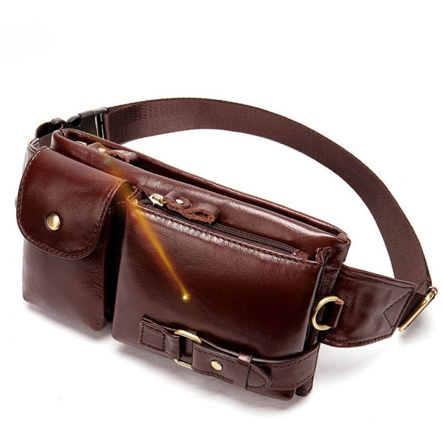 WESTAL Genuine Leather Waist Packs Men Waist Bags Fanny Pack Belt Bag Phone Bags Travel Waist Pack Male Small Waist Bag Leather