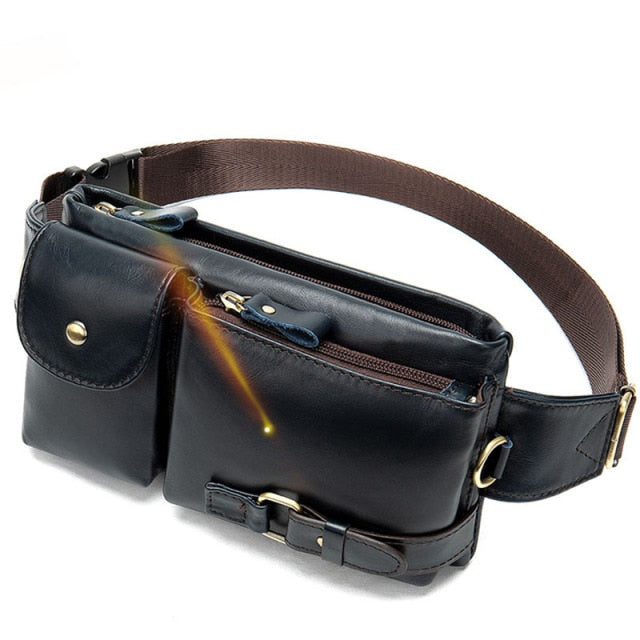 WESTAL Genuine Leather Waist Packs Men Waist Bags Fanny Pack Belt Bag Phone Bags Travel Waist Pack Male Small Waist Bag Leather