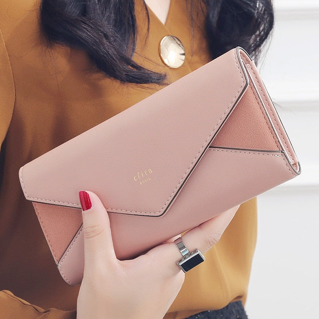 aliwood Brand 3 Fold Women's Wallet Designer Envelope Clutch For Women Hasp Money Clip Leather Female Long Wallet Phone Pocket