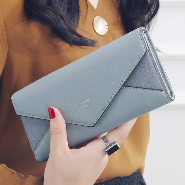 aliwood Brand 3 Fold Women's Wallet Designer Envelope Clutch For Women Hasp Money Clip Leather Female Long Wallet Phone Pocket