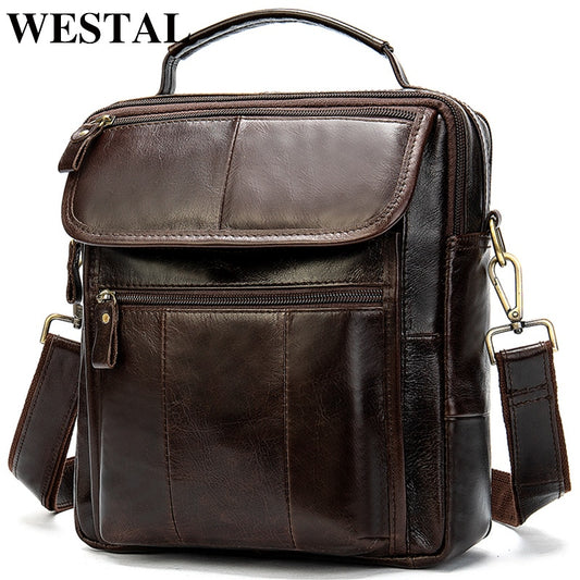 WESTAL Men's Bag Genuine Leather Crossbody Bags for Men Messenger Bag Men Leather Designer Men's Shoulder Bags Male Handbag 8870