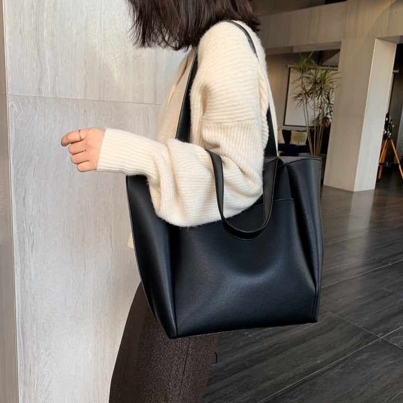 Hot sale large women's bag large capacity shoulder bags high quality PU leather shoulder bags ladies wild bags sac a main femme