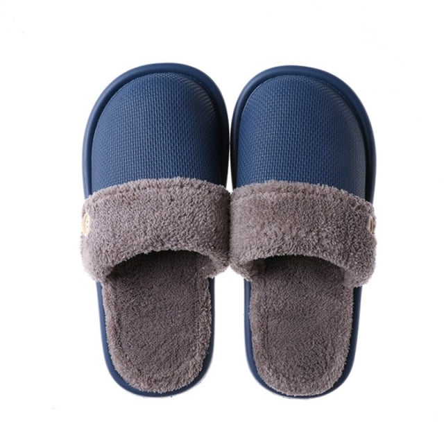 JIANBUDAN Plush warm Home flat slippers Lightweight soft comfortable winter slippers Women's cotton shoes Indoor plush slippers