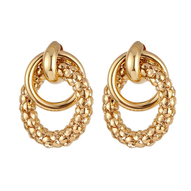 FNIO Fashion Vintage Earrings For Women Big Geometric Statement Gold Metal Drop Earrings 2020 Trendy Earings Jewelry Accessories