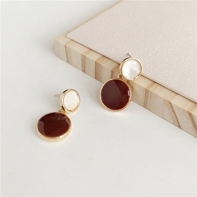 Autumn Winter New Brown Earrings Vintage Matte drop Earrings for women Metal Fashion Statement Dangle Earring 2020 Trend Jewelry