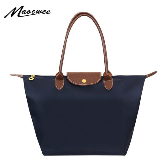 New Nylon Beach Tote Bag Fashion Womens Handbag Tote Oxford Shoulder Bags Female Waterproof Dumplings Folding Shopping Bag 2021