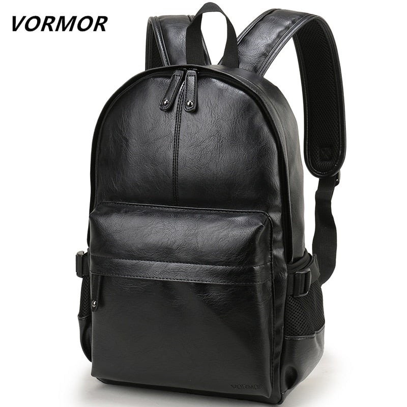 VORMOR Brand Men Backpack Leather School Backpack Bag Fashion Waterproof Travel Bag Casual Leather Book bag Male