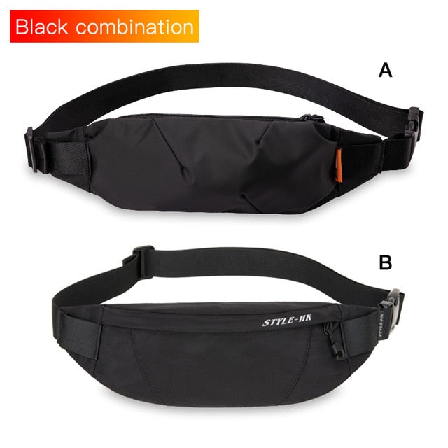 Hk Men Fanny Pack Teenager Outdoor Sports Running Cycling Waist Bag Pack Male Fashion Shoulder Belt Bag Travel Phone Pouch Bags