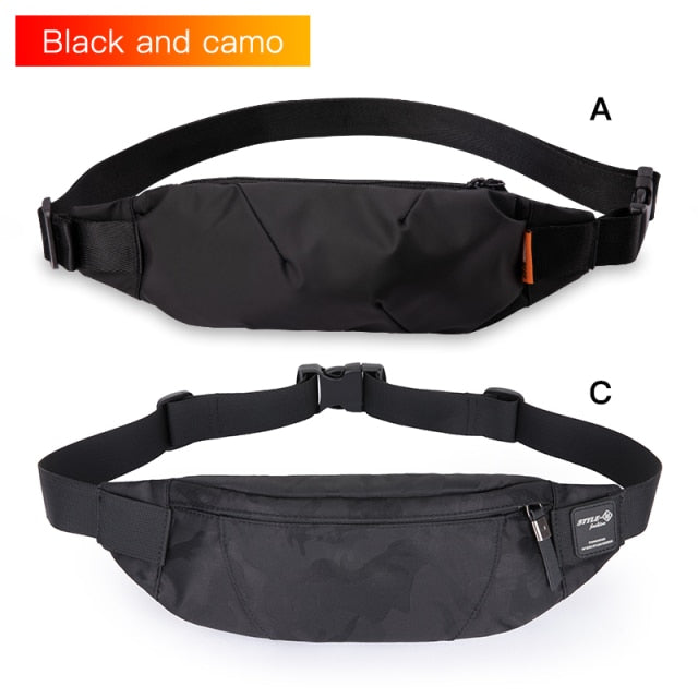 Hk Men Fanny Pack Teenager Outdoor Sports Running Cycling Waist Bag Pack Male Fashion Shoulder Belt Bag Travel Phone Pouch Bags