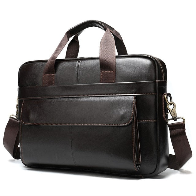 WESTAL briefcase messenger bag men's genuine leather 14'' laptop bag men's briefcases office business tote for document 8572