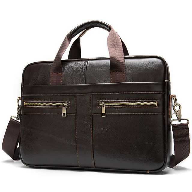 WESTAL Men's Bag Genuine Leather Men Briefcase for Laptop 14 Messenger Men's Leather Bag Business Portfolio for Document A4 7022