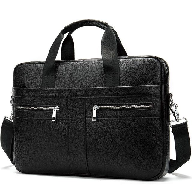 WESTAL Men's Bag Genuine Leather Men Briefcase for Laptop 14 Messenger Men's Leather Bag Business Portfolio for Document A4 7022