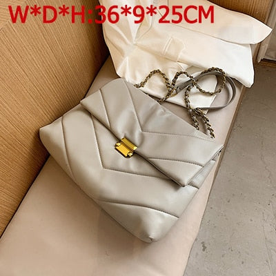 Big Chain Tote Women Shoulder Bag Fashion Large Capacity Messenger Bags for Women 2020 Solid Color Crossbody Bag Women's Bags