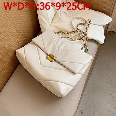 Big Chain Tote Women Shoulder Bag Fashion Large Capacity Messenger Bags for Women 2020 Solid Color Crossbody Bag Women's Bags