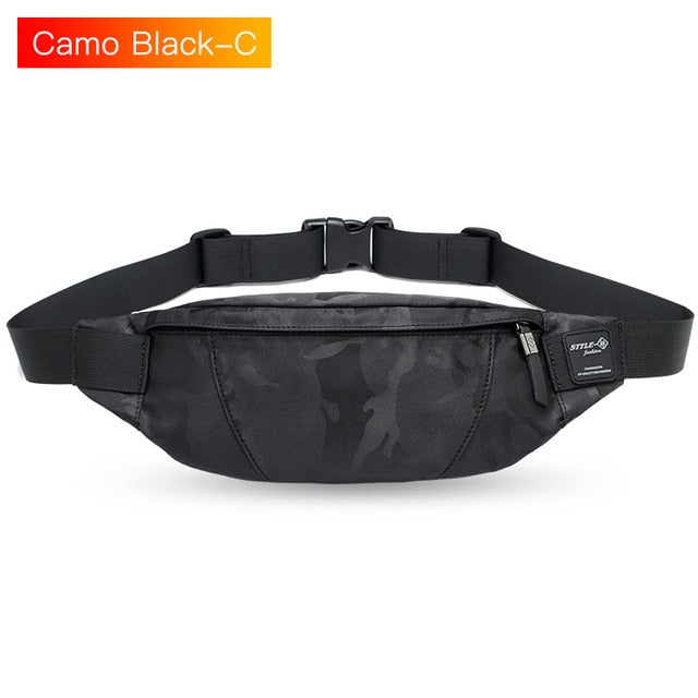 Hk Men Fanny Pack Teenager Outdoor Sports Running Cycling Waist Bag Pack Male Fashion Shoulder Belt Bag Travel Phone Pouch Bags