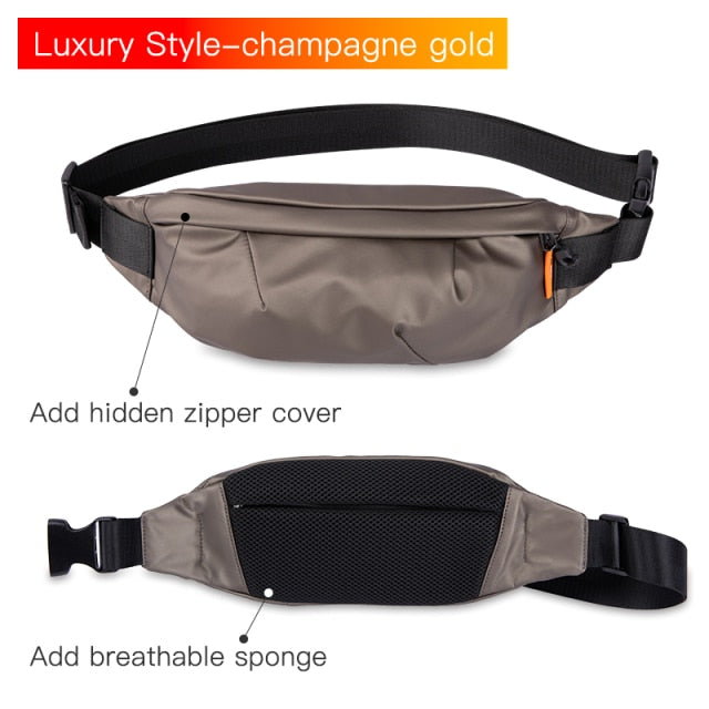 Hk Men Fanny Pack Teenager Outdoor Sports Running Cycling Waist Bag Pack Male Fashion Shoulder Belt Bag Travel Phone Pouch Bags