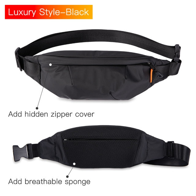 Hk Men Fanny Pack Teenager Outdoor Sports Running Cycling Waist Bag Pack Male Fashion Shoulder Belt Bag Travel Phone Pouch Bags