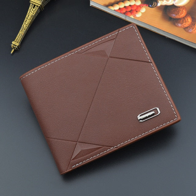 2021 New Men's Wallet Short Multi-card Coin Purse Fashion Casual Wallet Male Youth Thin Three-fold Horizontal Soft Wallet Men PU