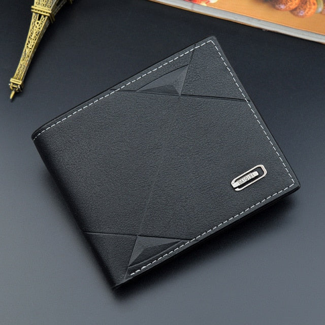 2021 New Men's Wallet Short Multi-card Coin Purse Fashion Casual Wallet Male Youth Thin Three-fold Horizontal Soft Wallet Men PU