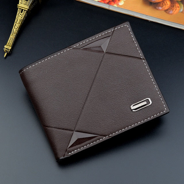 2021 New Men's Wallet Short Multi-card Coin Purse Fashion Casual Wallet Male Youth Thin Three-fold Horizontal Soft Wallet Men PU