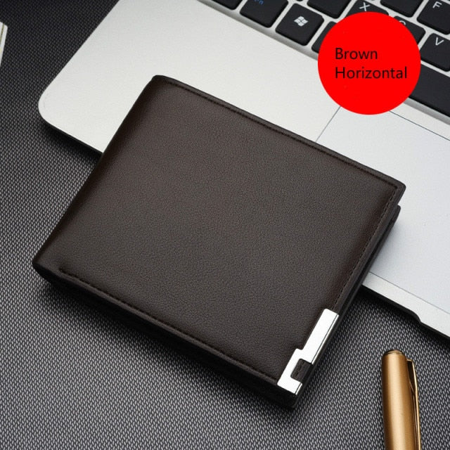 2021 New Men's Wallet Short Multi-card Coin Purse Fashion Casual Wallet Male Youth Thin Three-fold Horizontal Soft Wallet Men PU