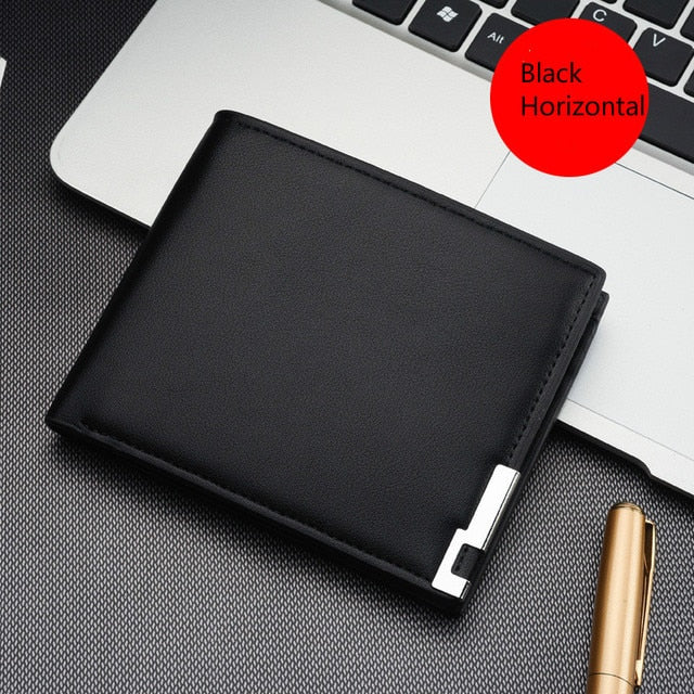 2021 New Men's Wallet Short Multi-card Coin Purse Fashion Casual Wallet Male Youth Thin Three-fold Horizontal Soft Wallet Men PU