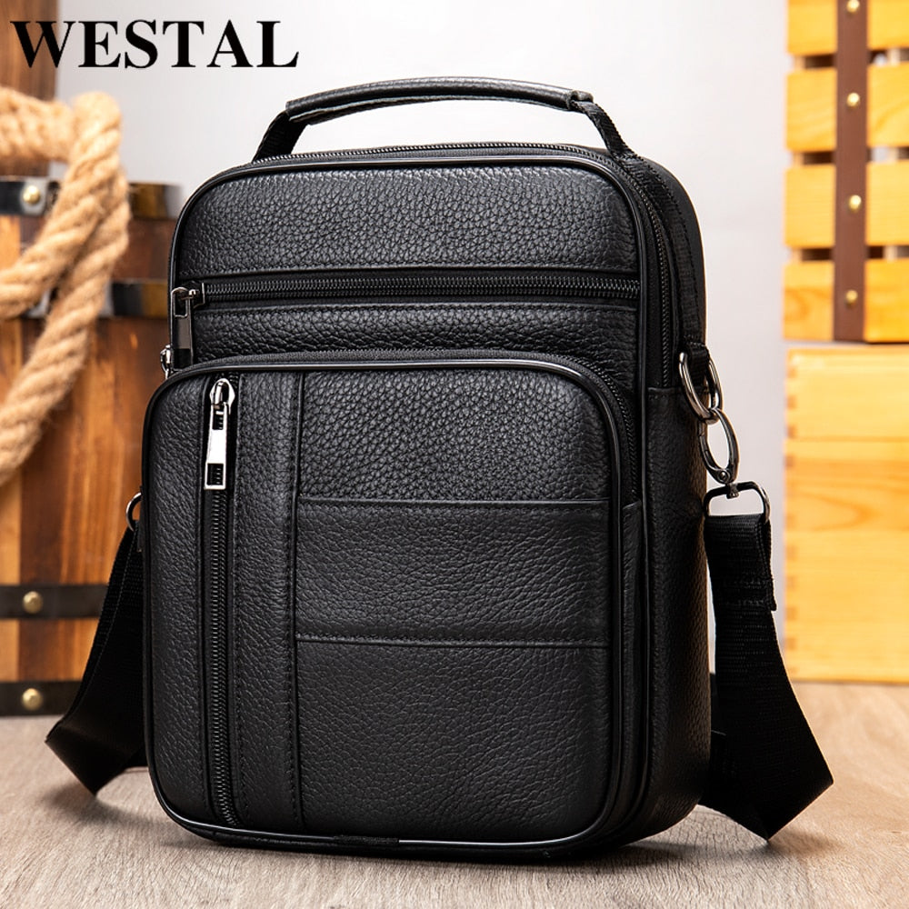 WESTAL Men's Bag Men Leather Men's Messenger Shoulder Bags Over The Shoulder Man Camera ipad Crossbody Bags for Men Handbags 745