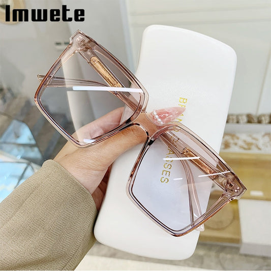 Imwete New Vintage Square Oversized Sunglasses Women Men Brand Designer Transparent Gradient Sun Glasses Big Frame Eyewear UV400