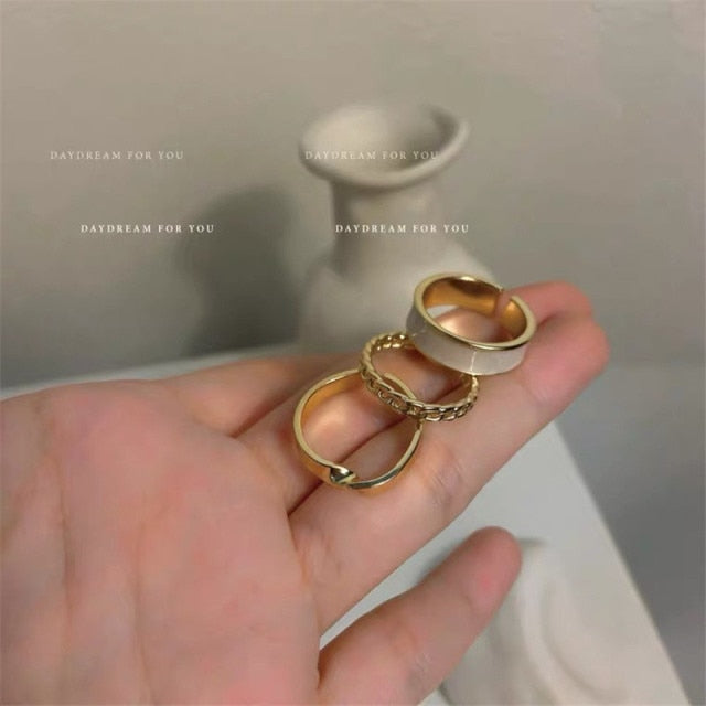 7pcs Fashion Jewelry Rings Set Hot Selling Metal Alloy Hollow Round Opening Women Finger Ring For Girl Lady Party Wedding Gifts