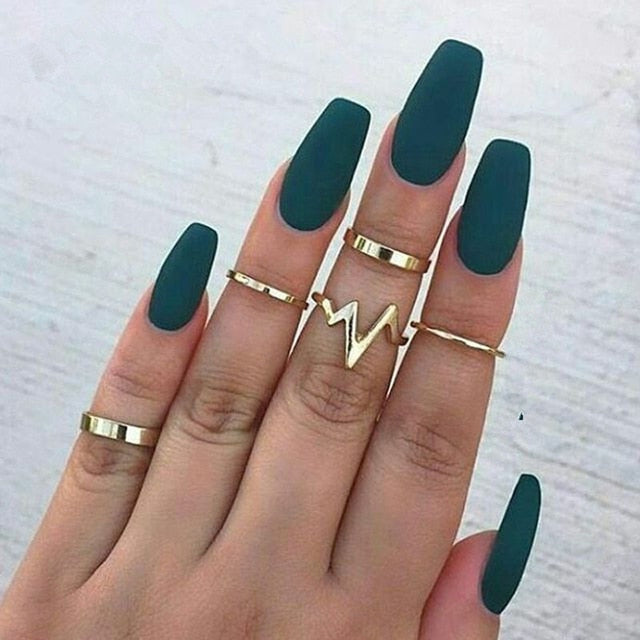 7pcs Fashion Jewelry Rings Set Hot Selling Metal Alloy Hollow Round Opening Women Finger Ring For Girl Lady Party Wedding Gifts