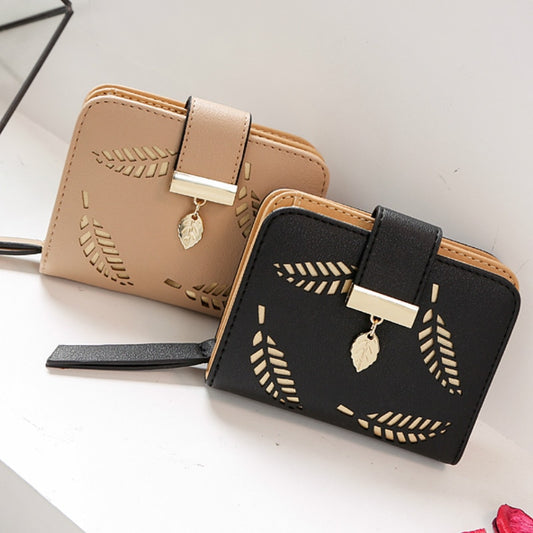 Women Wallet Fashion Purse Female Short Wallets Hollow Leave Pouch Handbag For Women Coin PU Leather Purses Card Holder Carteira